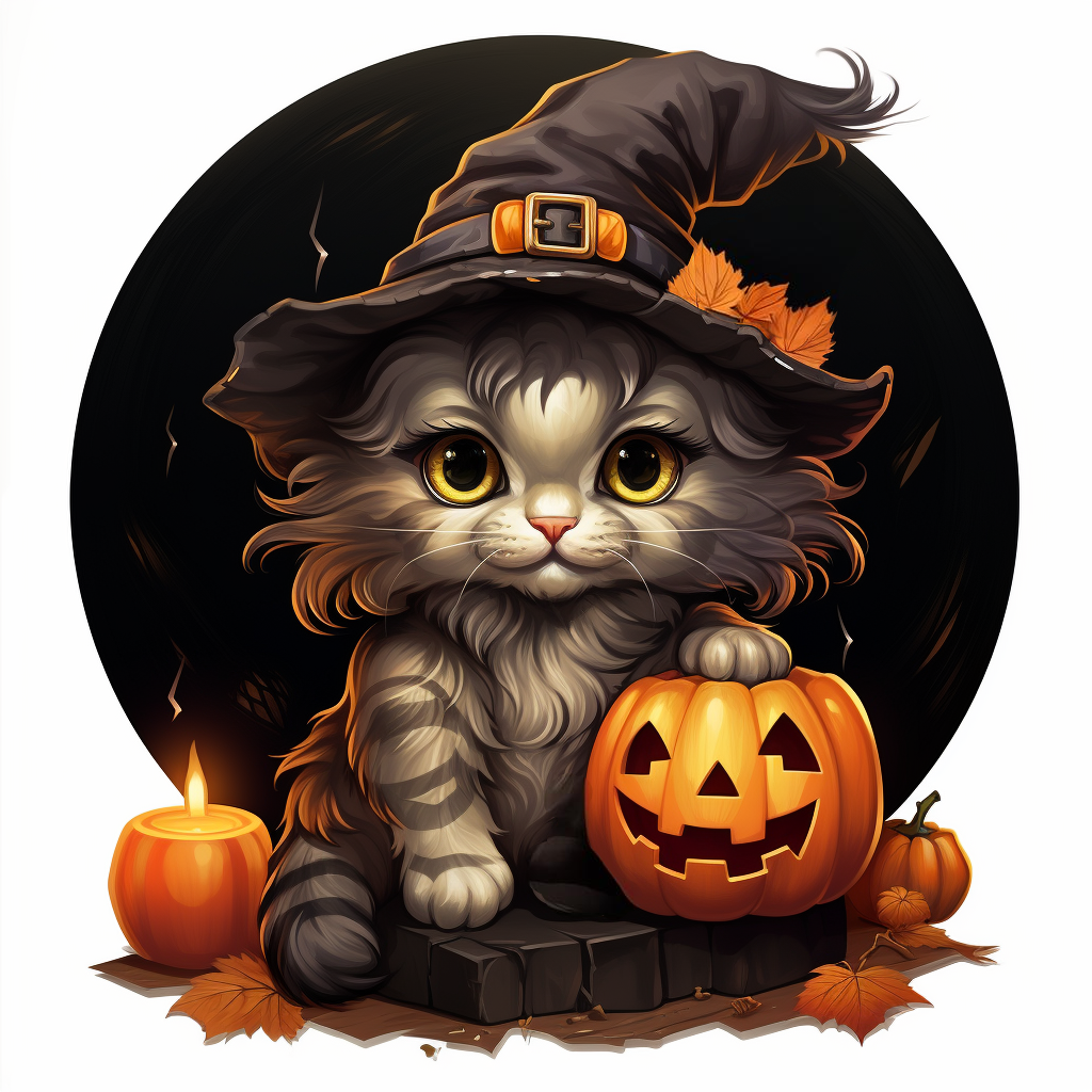 Chaton ensorcelé à Halloween