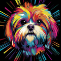 Die Schönheit des Shih Tzu in einem Farbenregen