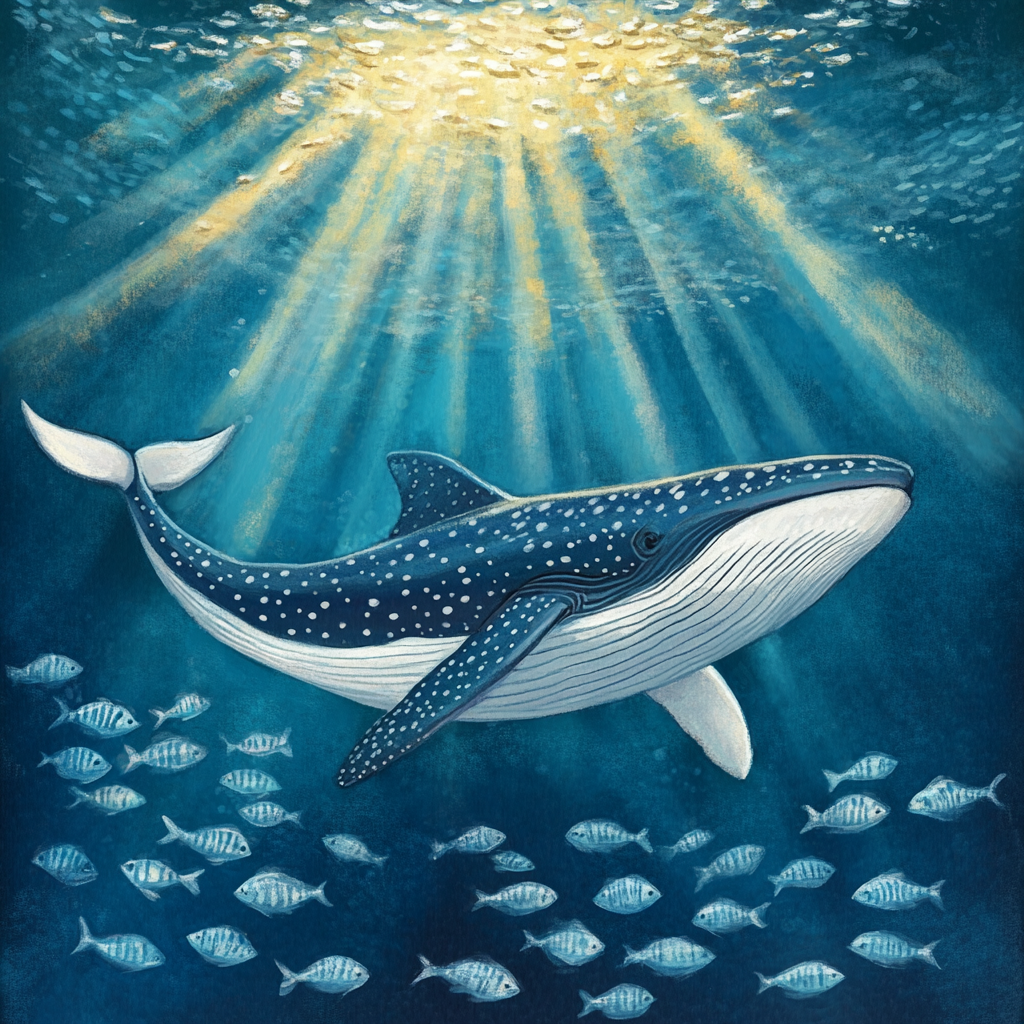 Baleine glissant dans les rayons du soleil