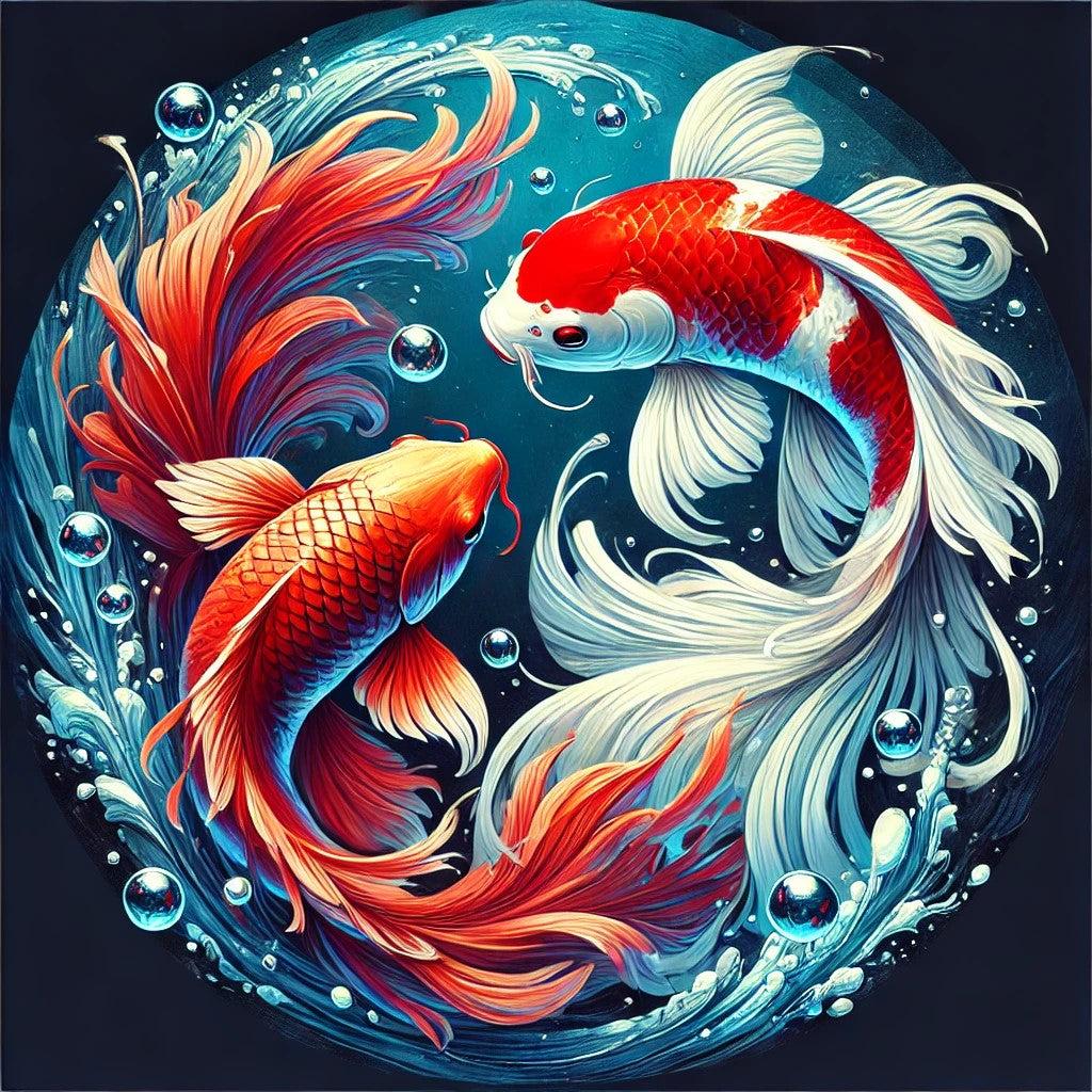 Eternal dance of Koi fish