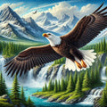 Majestic eagle and wild waterfalls