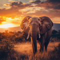 Elephant at Golden Dusk