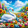 Un cygne dans un océan de couleurs