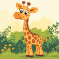 Jeune girafe souriante et joyeuse