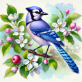 Blue Jay and flowering branches