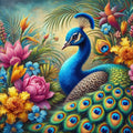 La Magie du Paon et des Fleurs Colorées