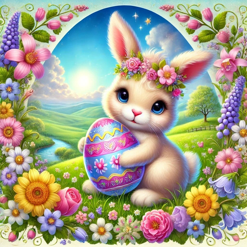 Cuddly bunny and Easter treasure