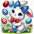 Lapin jongleur et œufs festifs