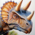 L’imposant triceratops en gros plan