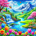 Idyllic landscape and waterfalls