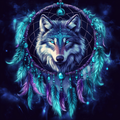 Blue-eyed astral wolf