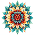 Mandala feu et turquoise