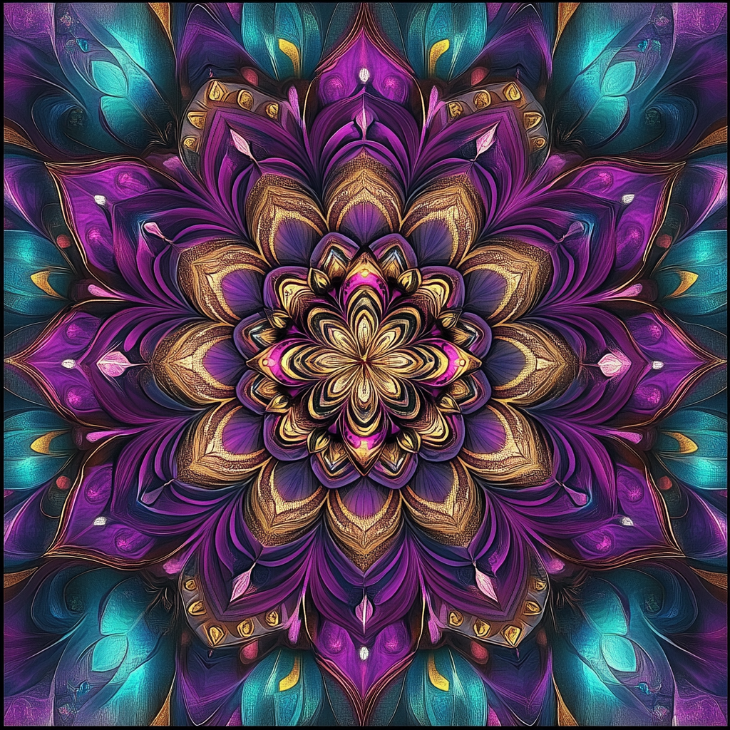 Mandala royal en or violet