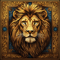 Lion Doré en Cadre Royal