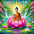 Bouddha lumineux sur lotus sacré