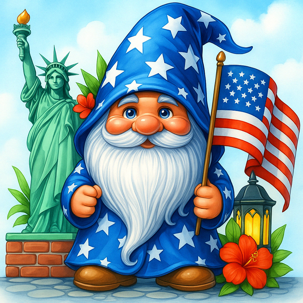 Bearded patriot in a starry suit
