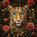 Leopard and Autumn Roses