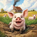 A happy piglet in the dirt