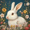 Lapin blanc dans un tableau naturel
