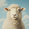 Portrait d'un mouton sous un ciel bleu