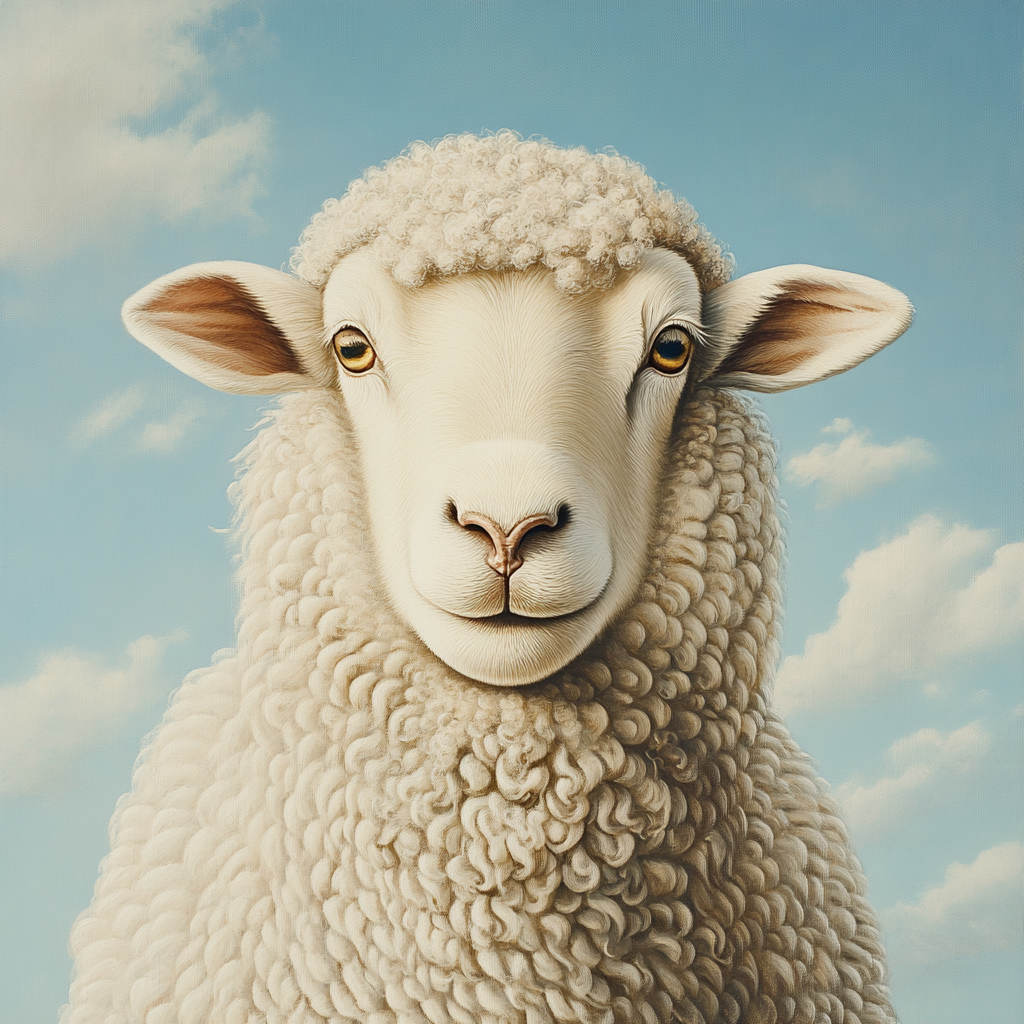 Portrait d'un mouton sous un ciel bleu