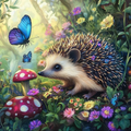 Champignons rouges et papillons bleus