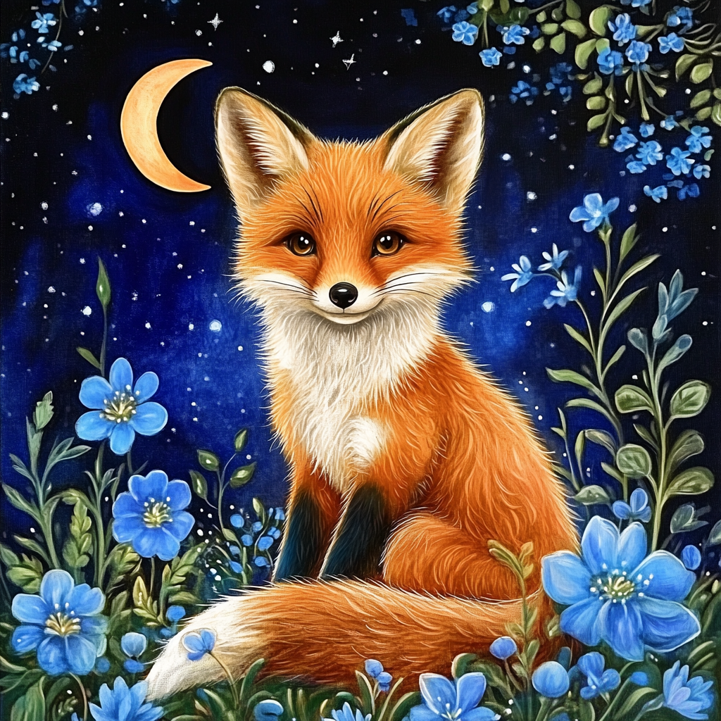 Le charme d’un renard dans un jardin étoilé