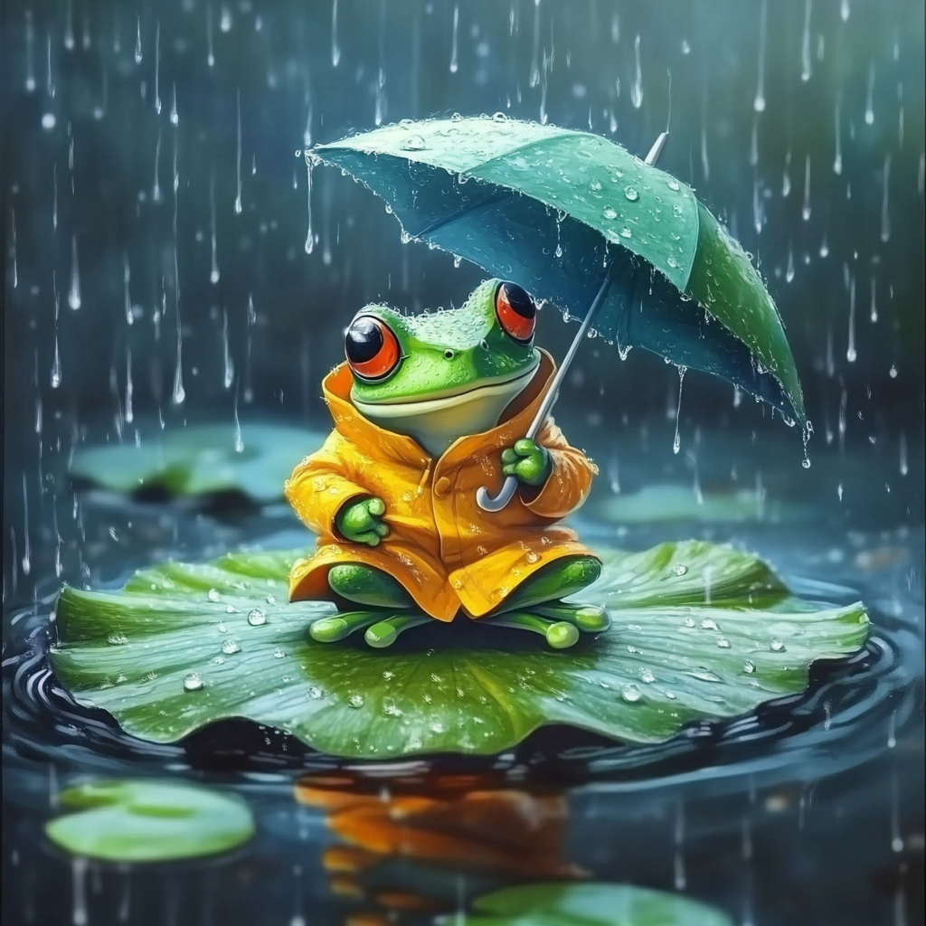 Bébé grenouille en ciré jaune