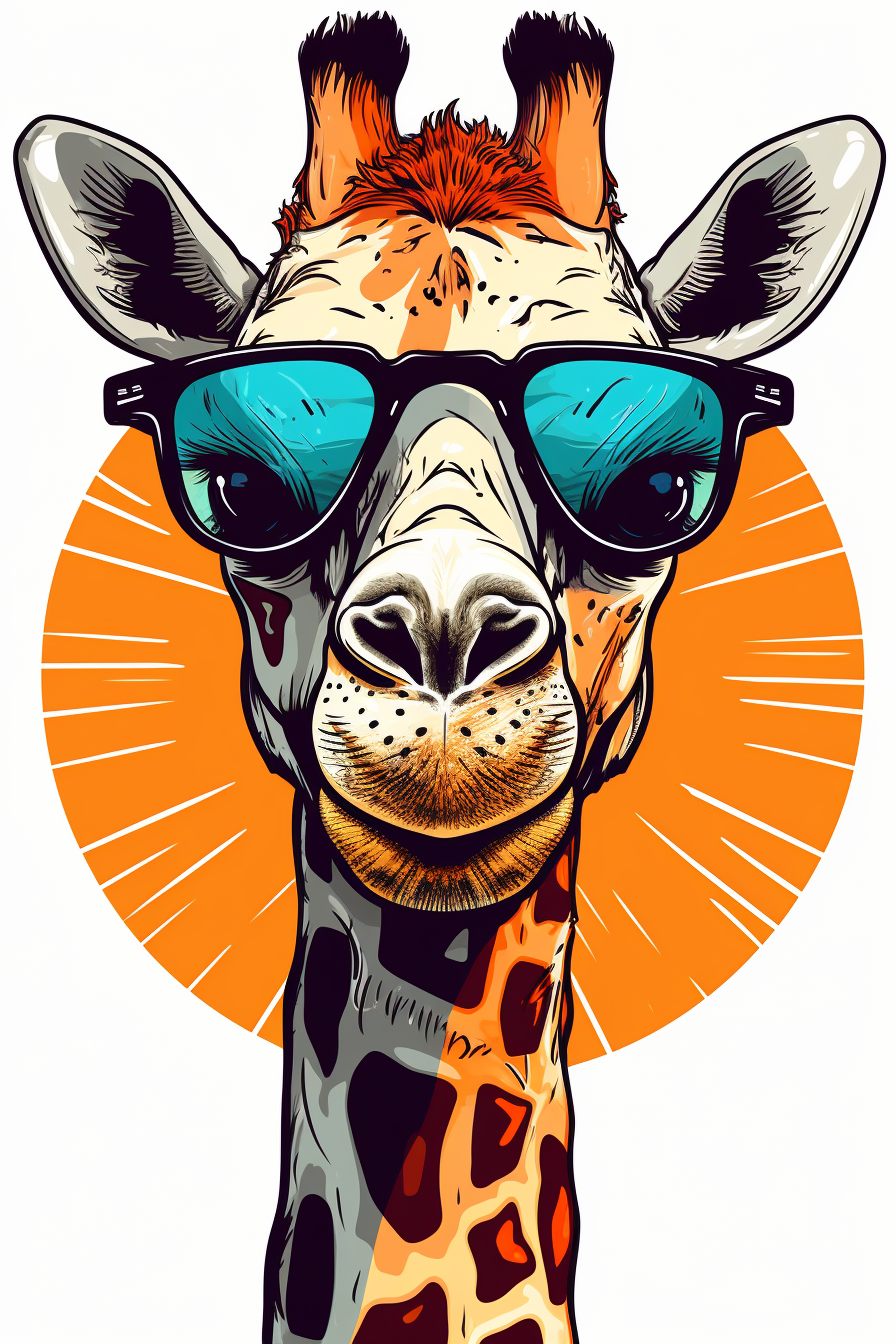 Girafe cool avec lunettes flashy
