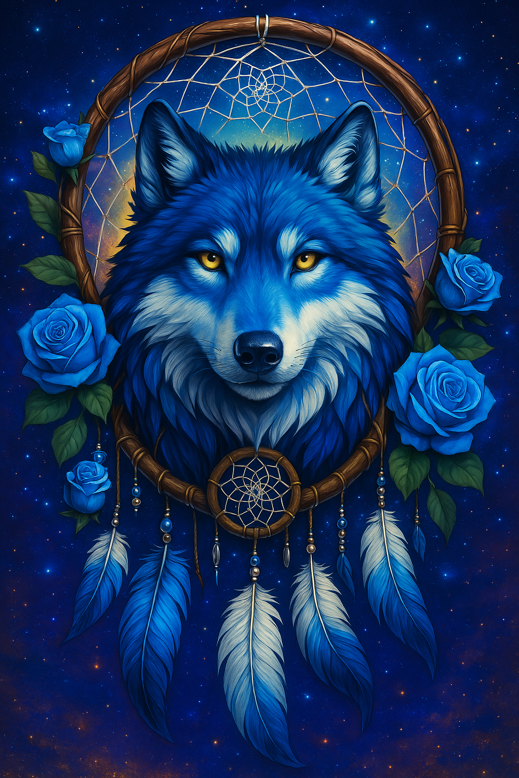 Loup bleu aux yeux d’or