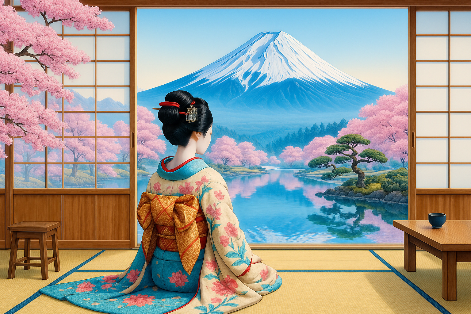 Vue paisible sur le Fuji