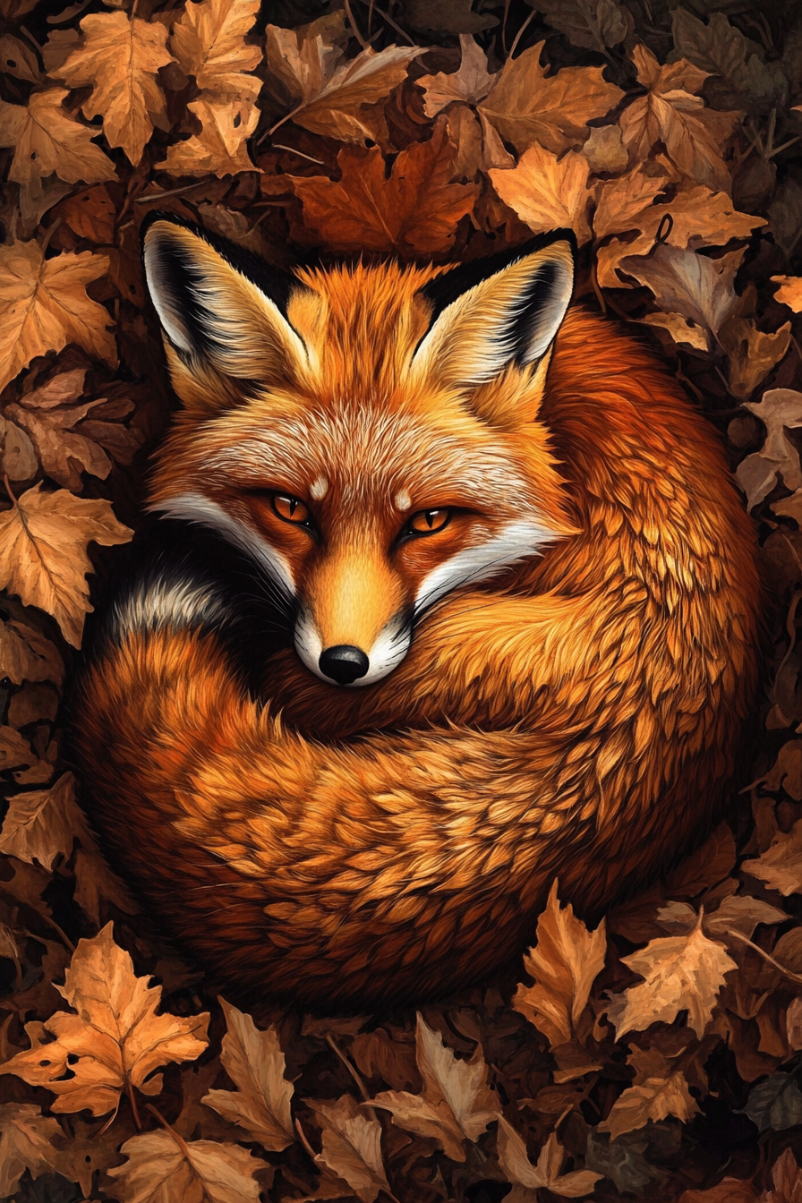 Le repos du renard en automne