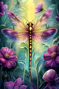 Enchanted nature and sparkling dragonfly