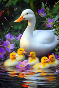 Maman canard et ses adorables canetons