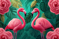 Flamants roses et ambiance tropicale