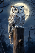 Gardien nocturne sous la pleine lune