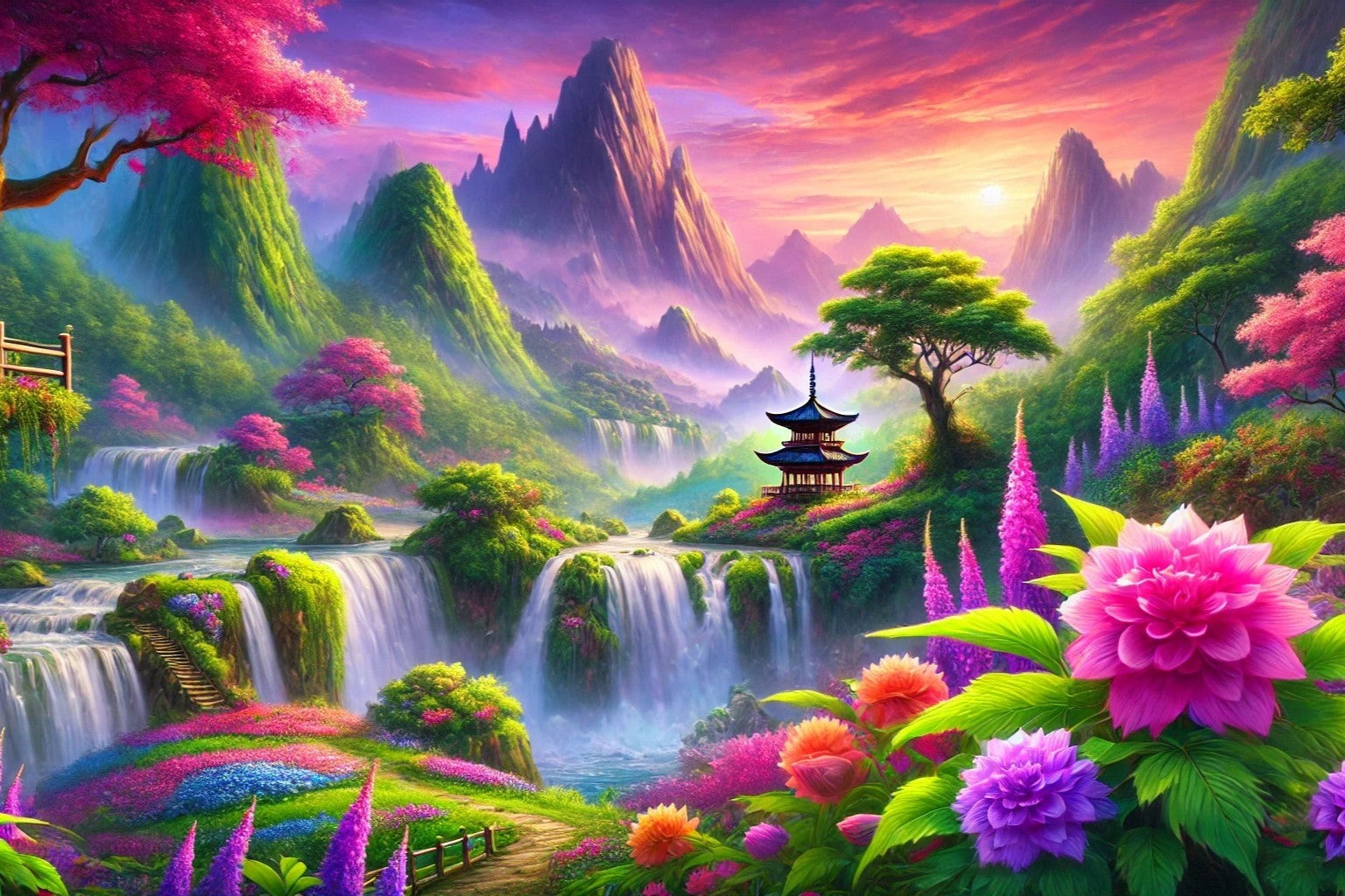 Temple caché et nature luxuriante