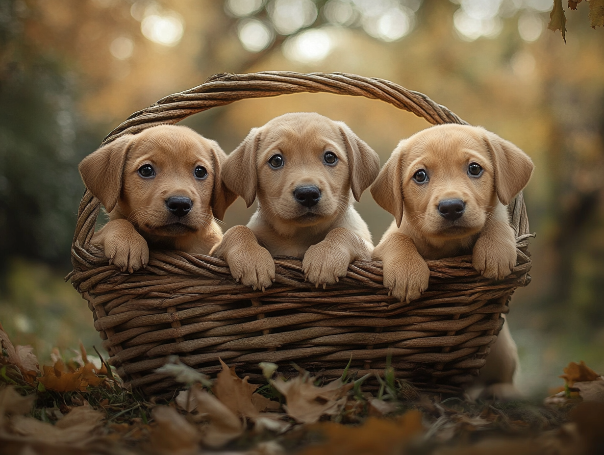 Three companions with endearing expressions