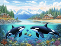 Lakeside chalet and marine life