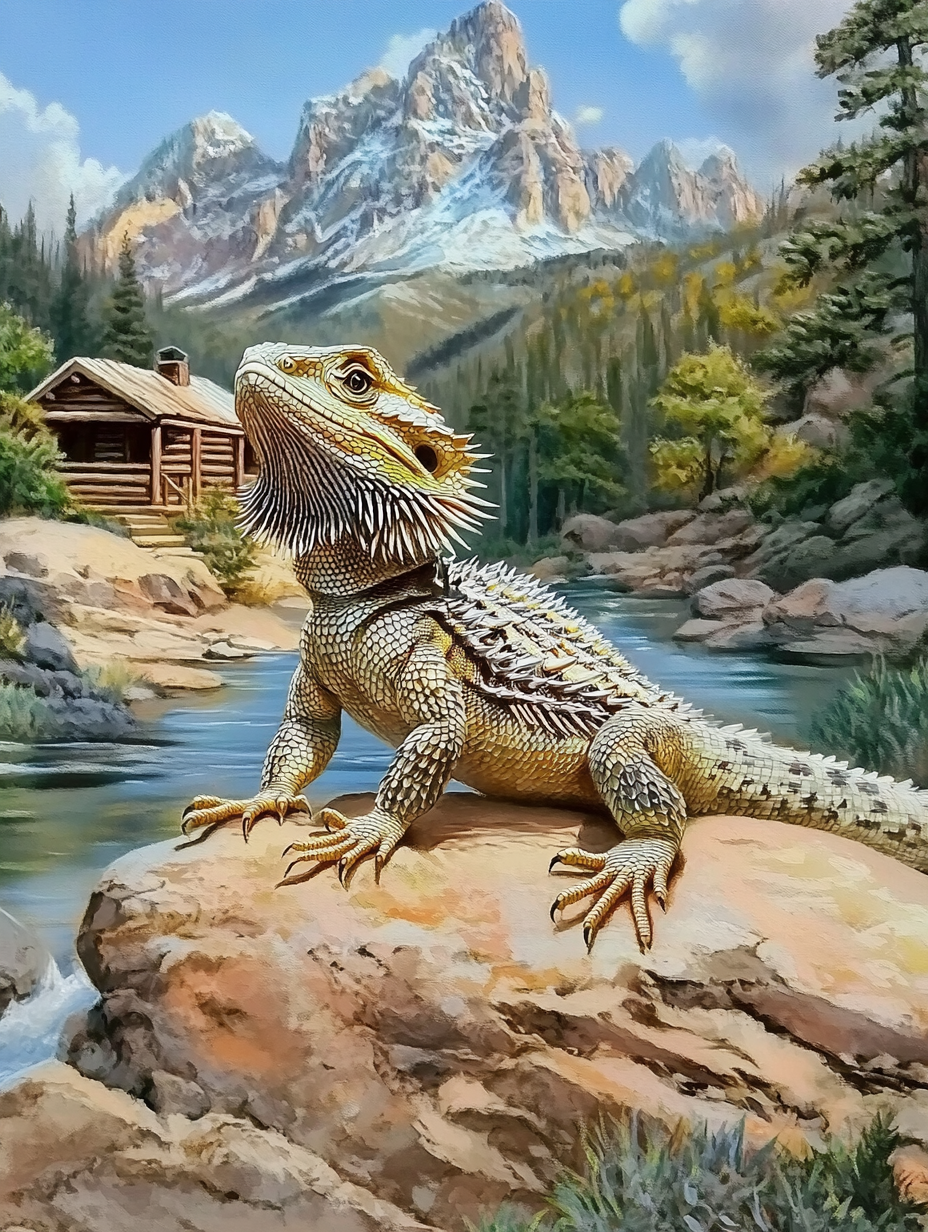 Lézard et décor de carte postale
