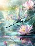 Radiant lotus and shimmering wings