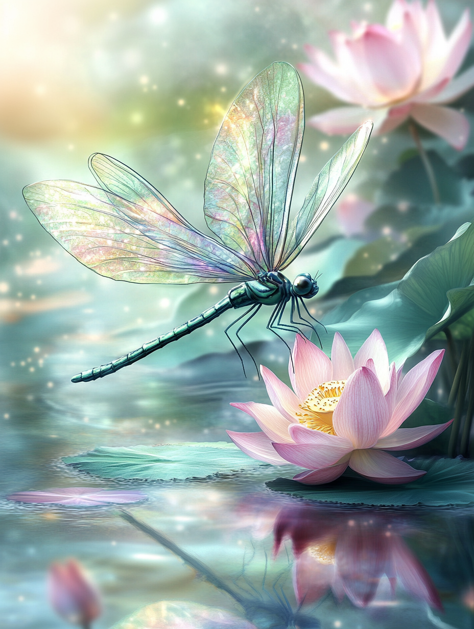 Lotus éclatant et ailes scintillantes