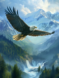 Majestic eagle soaring over mountains