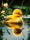 Perfect reflection of a duckling