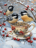 Trio hivernal autour d’une tasse garnie