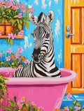 A zebra, a pink bathtub, and a whole lot of style