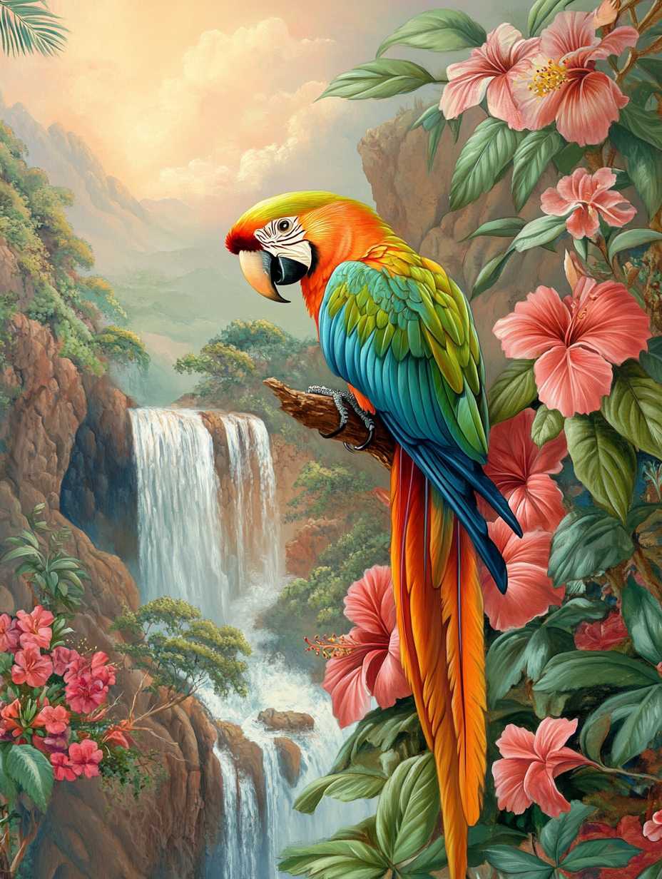 Le Perroquet, Gardien des Chutes d’Eau Tropicales