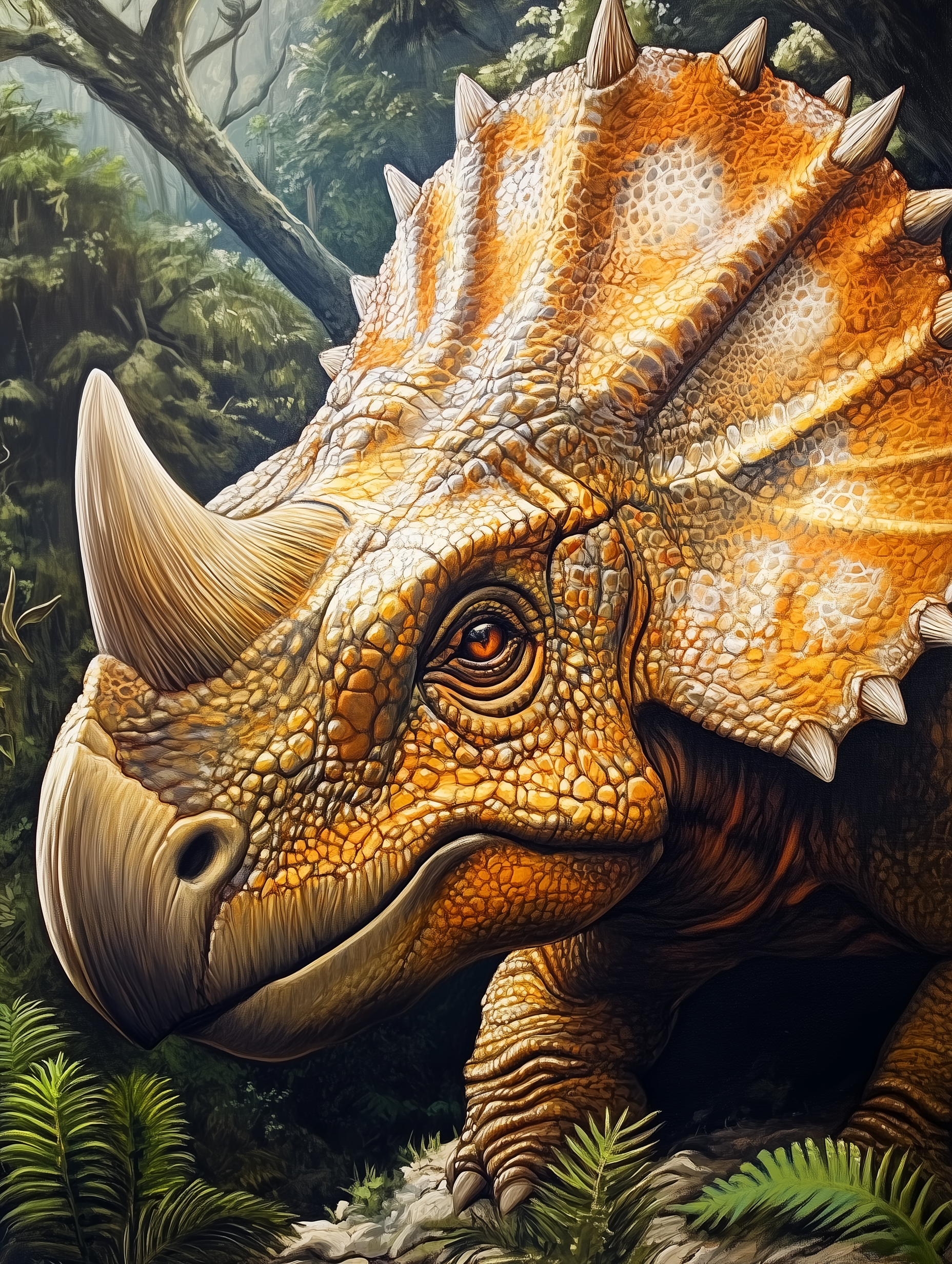 Le visage imposant du triceratops