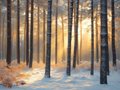 Winter sun in the forest
