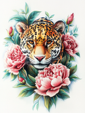 Félin Sauvage et Pivoines